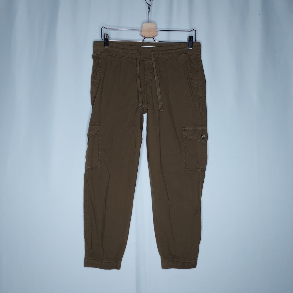 Sonoma‎ Cargo Jogger Pants Womens Petite Medium Olive Cotton Drawstring Pocket